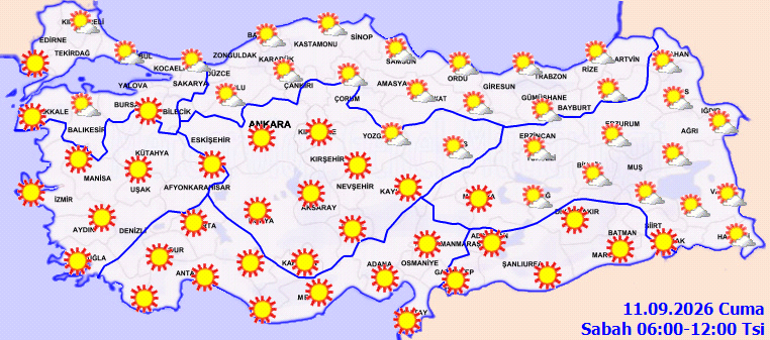 Hava durumu tahminleri il il | Bugün (11 Eylül) hava nasıl olacak Cuma günü yağmur var mı Meteoroloji duyurdu Hafta sonu sıcaklıklar artıyor...