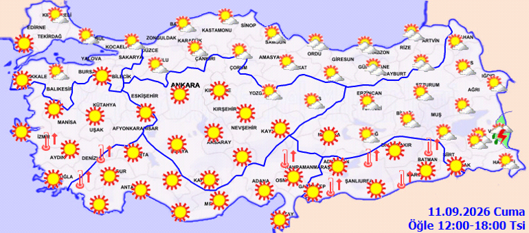 Hava durumu tahminleri il il | Bugün (11 Eylül) hava nasıl olacak Cuma günü yağmur var mı Meteoroloji duyurdu Hafta sonu sıcaklıklar artıyor...