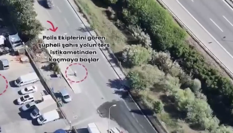 Filmleri aratmayan kaçış havadan bitti: Skuterle kaçan 54 suç kayıtlı firari dron takibiyle yakalandı
