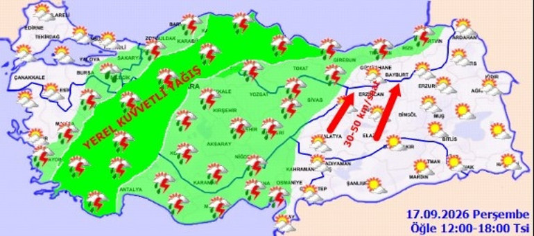 Kuvvetli sağanak ve fırtına geliyor Meteoroloji saat vererek uyardı: Ankara ve İstanbul dahil birçok ilde alarm verildi
