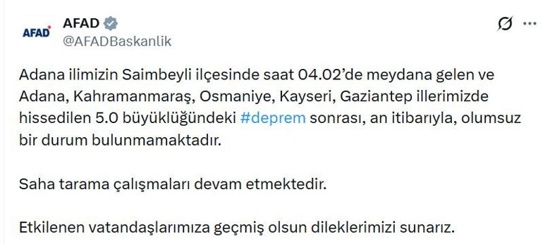 Adana’da 5.0 büyüklüğünde deprem Beşik gibi sallandık