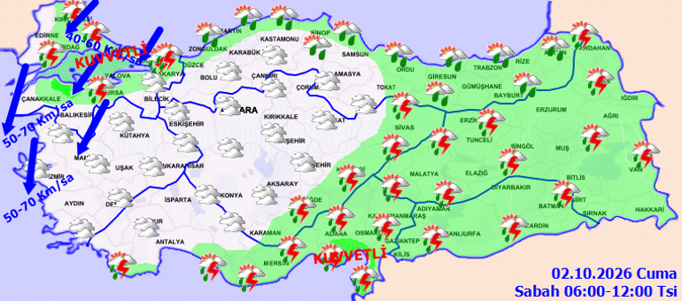 Son dakika hava durumu tahminleri il il | Bugün (2 Ekim) hava nasıl olacak İstanbulda yağmur devam edecek mi AKOM ve Meteorolojiden İstanbula kuvvetli sağanak uyarısı