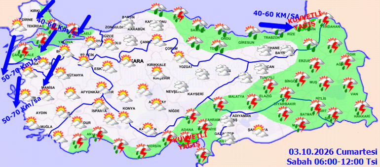 SON DAKİKA FIRTINA VE SAĞANAK UYARISI | Hava durumu tahminlerini il il Meteoroloji yayınladı Bugün (3 Ekim) hava nasıl olacak İstanbulda yağmur yağacak mı