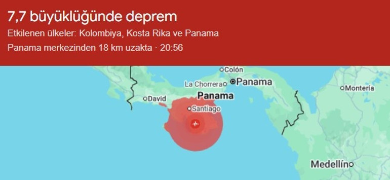  Panamada 7,7 büyüklüğünde deprem