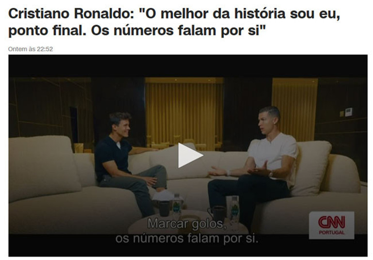 Cristiano Ronaldo: Tüm zamanların en iyisiyim, nokta