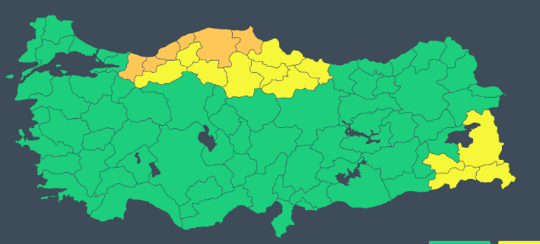 18 ilde sarı ve turuncu alarm Fırtına uyarısı: 100 kilometre hıza ulaşacak