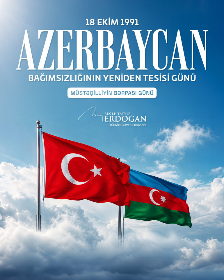 Cumhurbaşkanı Erdoğandan Azerbaycana anlamlı kutlama mesajı