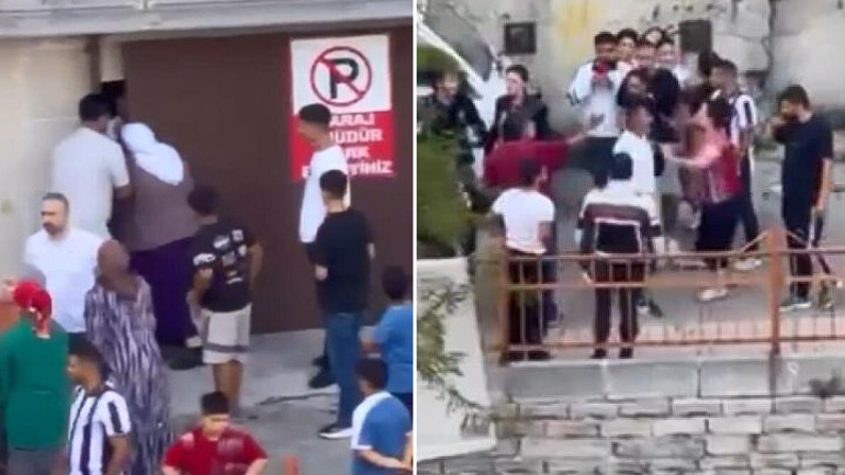 Çocukları kandırmaya çalışan şüphelilere, mahalleli saldırdı Kendilerini otoparka kilitlediler