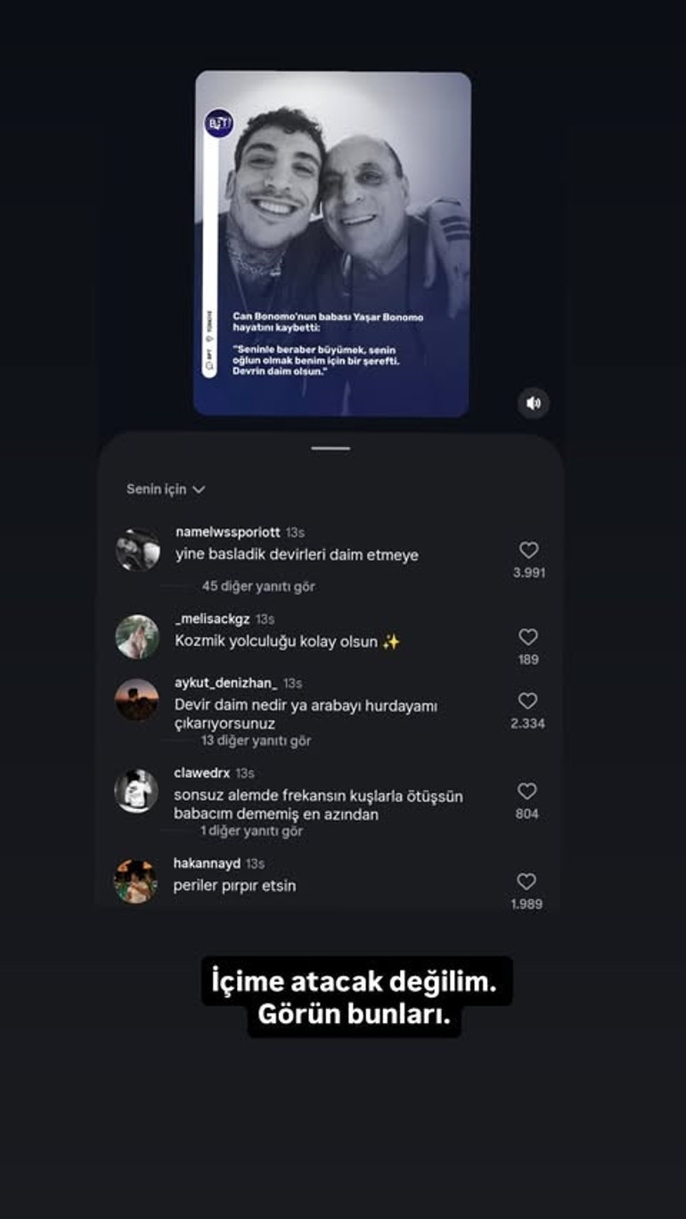 Can Bonomo babasını son yolculuğuna uğurladı... Yorumlara tepki gösterdi