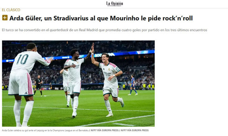 Arda Güler, İspanyada manşetlerde Mourinho ondan Stradivarius istiyor