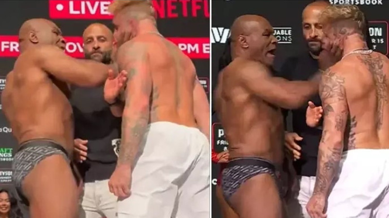 Dünyanın beklediği maç öncesi olay! Mike Tyson, Jake Paul’u tokatladı ve ortalık karıştı