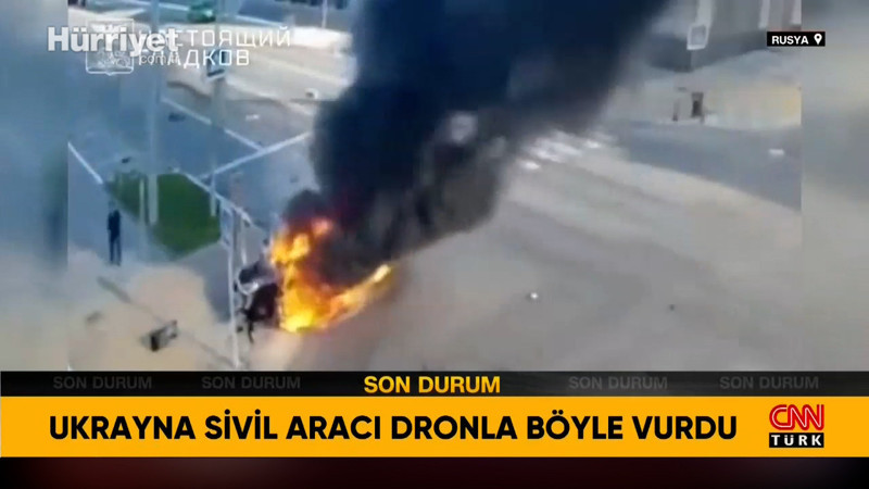 Ukrayna sivil aracı dron ile böyle vurdu