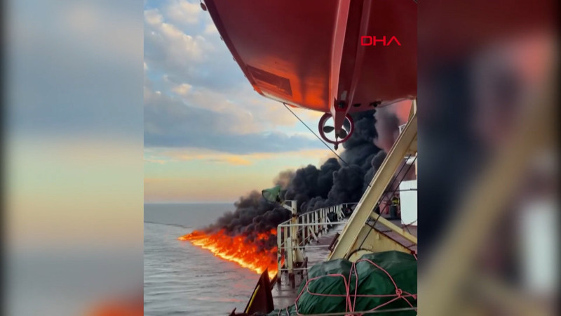 Karadeniz'de vurulan Kairos gemisinden mürettebatın çektiği görüntüler ortaya çıktı