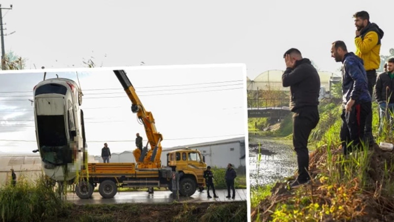 Kanala uçan cipte ölen eşinin cenazesinin çıkarılmasını gözyaşlarıyla izledi