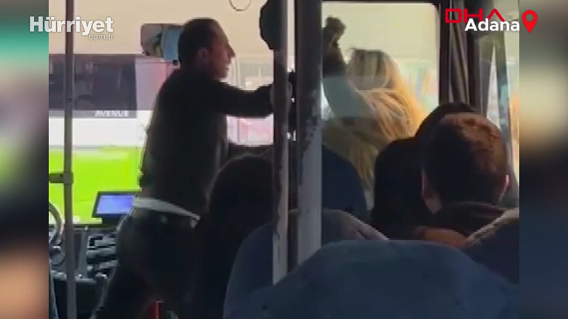 Otobüs şoförü ile kadın yolcunun kavgası kamerada