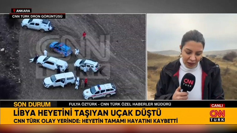 Ankara'da Libya Genelkurmay Başkanı AL-Haddad'ı taşıyan jet düştü! İşte enkaz alanı