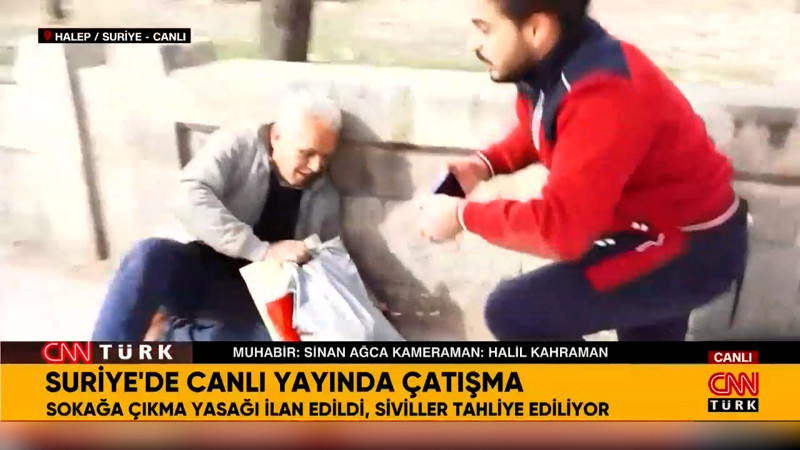 Suriye'de canlı yayında çatışma anları