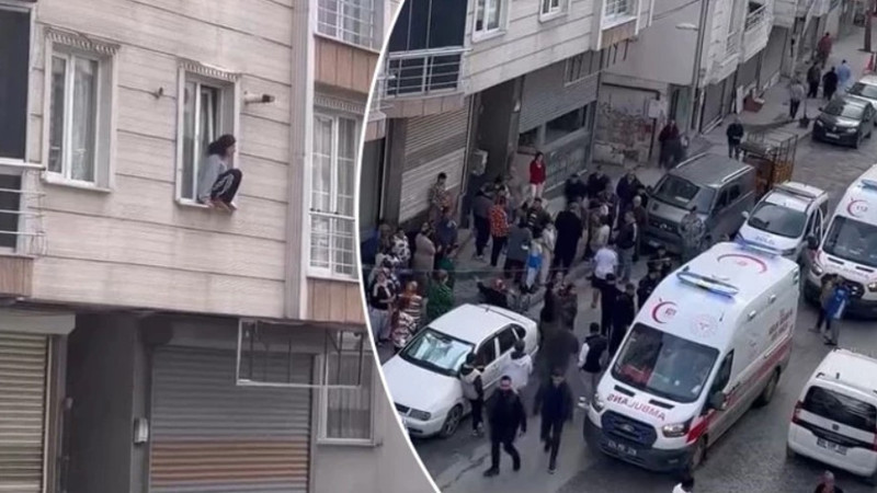 Eve kitlenen genç kadın kendini camdan attı