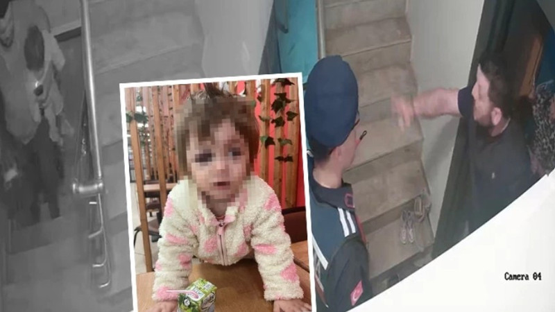İkra bebek ile babasının darbedildiği olaya ilişkin yeni görüntüler ortaya çıktı