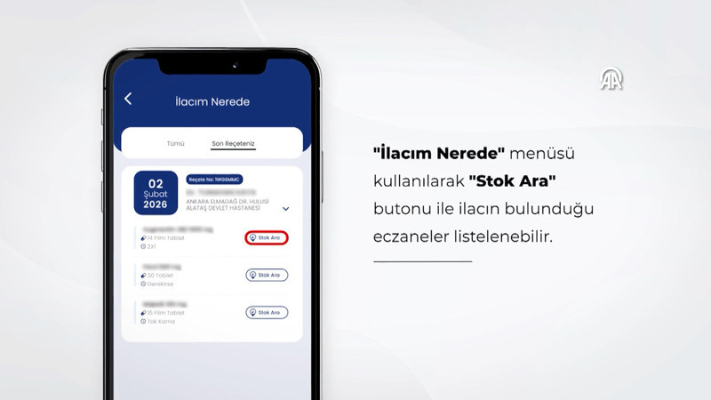 Reçetedeki ilacın hangi eczanede olduğu artık e-Nabız'da