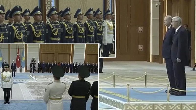Cumhurbaşkanı Erdoğan Astana'da: Resmi törenle karşılandı
