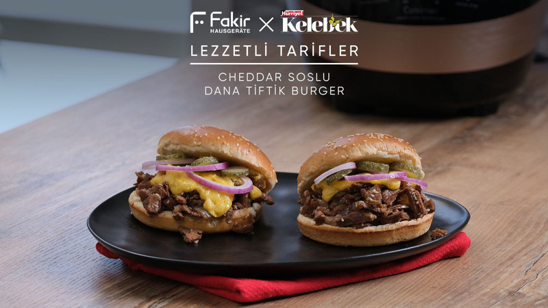 Cheddar Soslu Dana Tiftik Burger