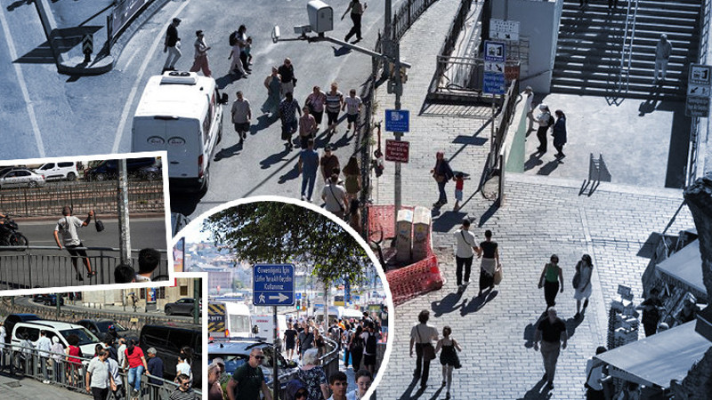 Karaköy'de yayaların bariyerlerle imtihanı