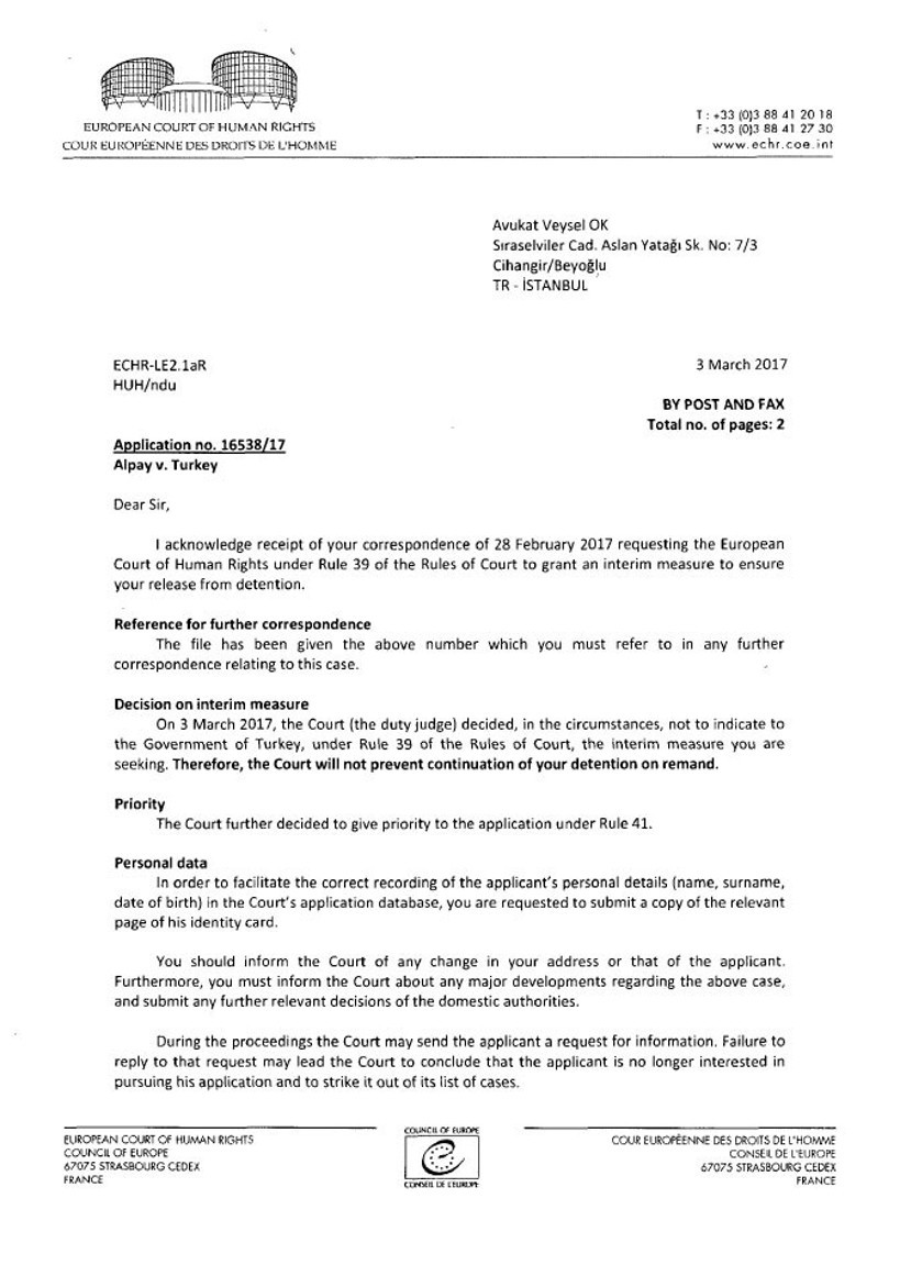 AİHM, Şahin Alpay dosyasına öncelik veriyor