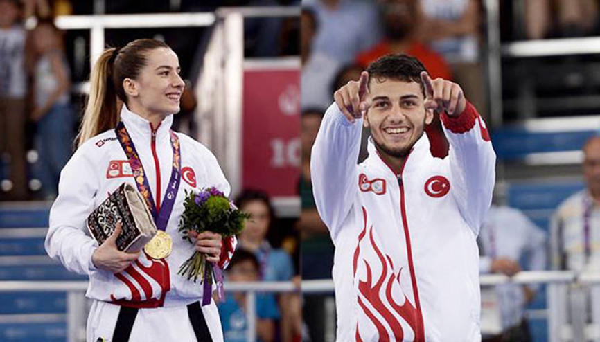 Serap Özçelik ve Burak Uygur Bakü 2015de altın madalya kazandı