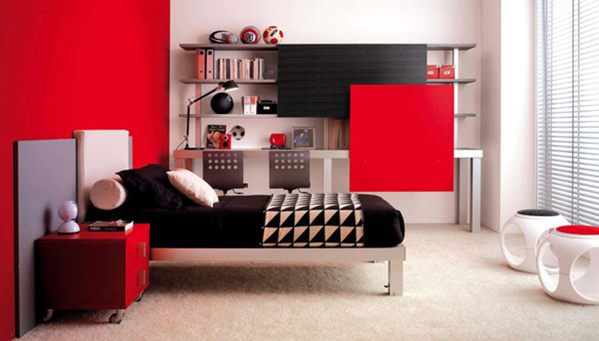 Kırmızı yatak odası dekorasyonu