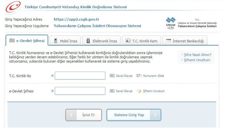E-Devlet giriş ve sorgulama işlemleri