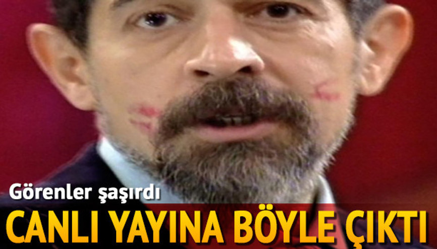 Okan Bayülgen canlı yayına yanağındaki ruj izleriyle çıktı