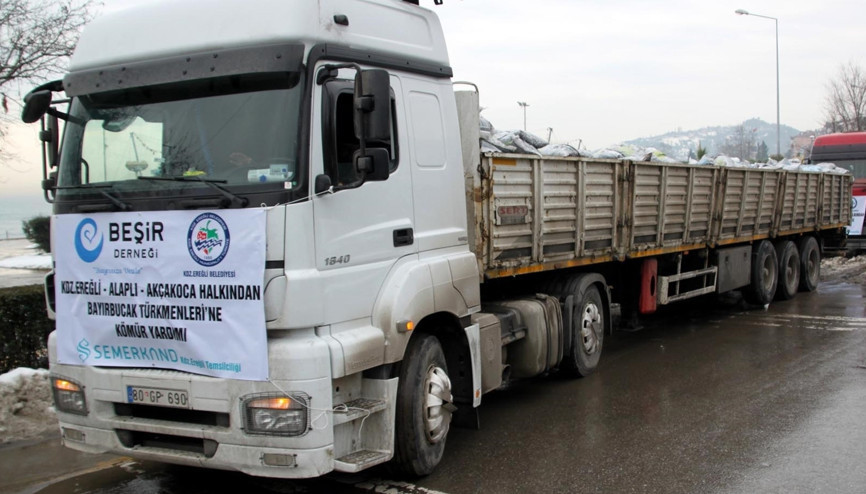 Bayırbucak Türkmenlerine 14 TIR dolusu yardım