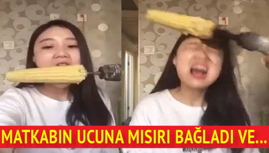 Matkabın ucuna mısırı bağladı ve...