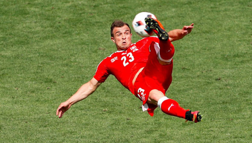 Shaqiriden attığı gol sonrası akrobatik gol kutlaması