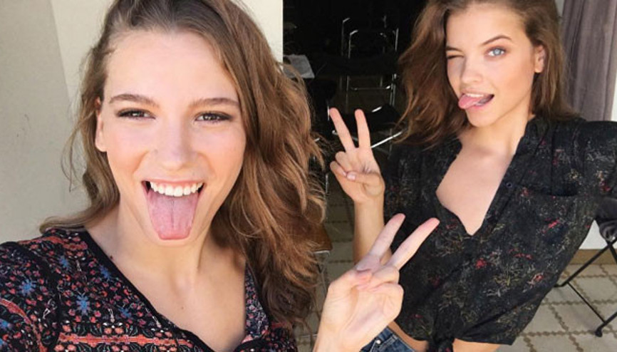 Serenay Sarıkaya ile Barbara Palvinden zafer işareti