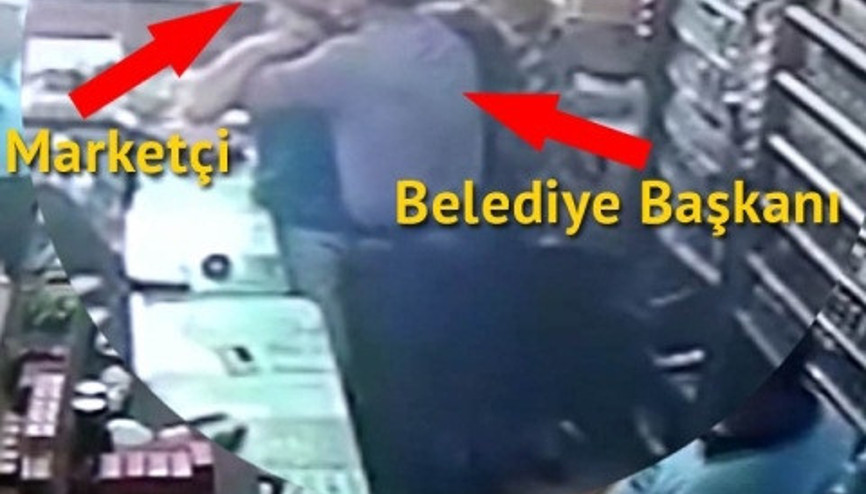 Belediye Başkanı ile marketçi kavgası güvenlik kamerasında Belediye Başkanı ile marketçi kavgası güvenlik kamerasında