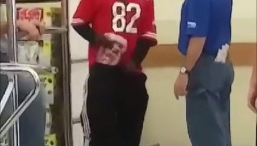 Kasap reyonunu eşofmanına sığdıran hırsız