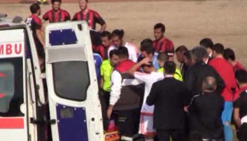 Dili ters dönen futbolcuyu orta hakem kurtardı