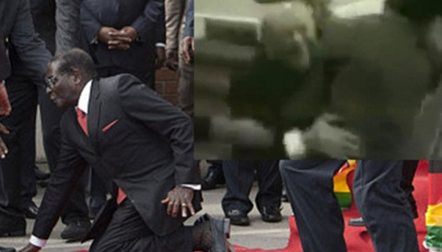 Zimbabwe lideri merdivenden böyle düştü Zimbabwe lideri merdivenden böyle düştü