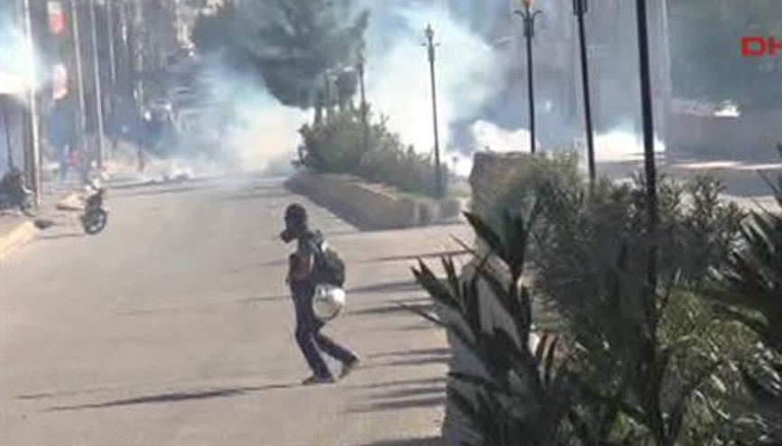 Nusaybinde yol kapatan gruba müdahale Nusaybinde yol kapatan gruba müdahale