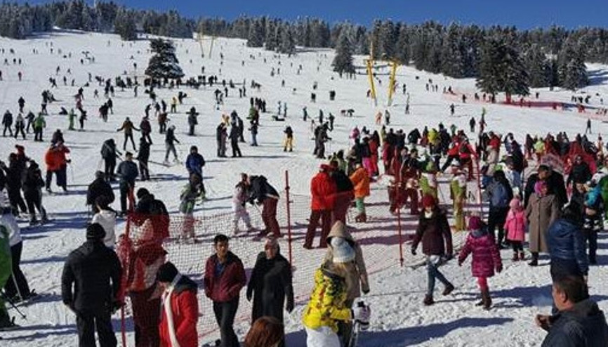 Uludağda yarıyıl tatili yoğunluğu