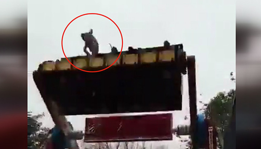 Lunaparktaki eğlence aletinde dehşet anları..