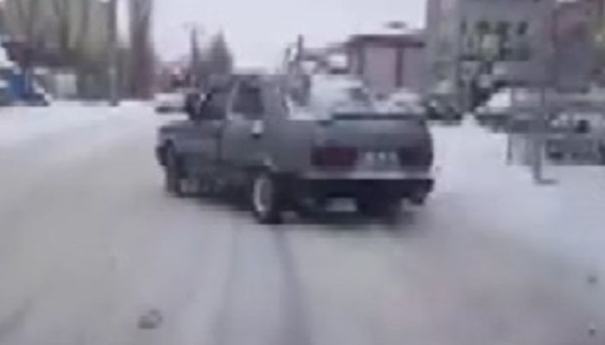 Erzurum’daki trafik canavarı görenlere pes dedirtti