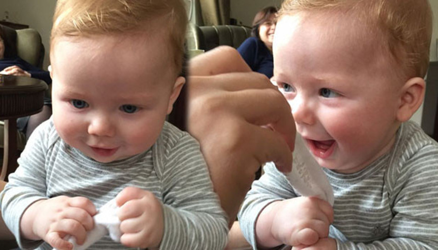 Aslan bebek gülme krizine girdi