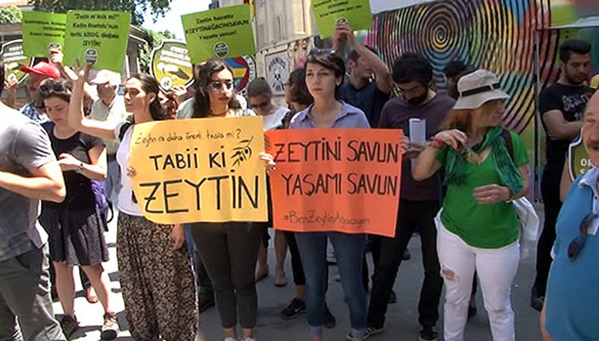 Zeytinlik alanları yasa tasarısına protesto