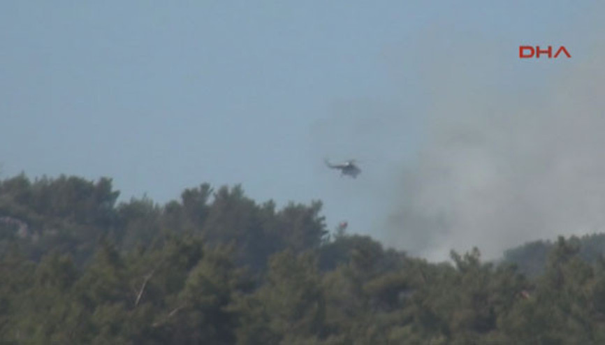 İzmirde yangına müdahale eden helikopter düştü