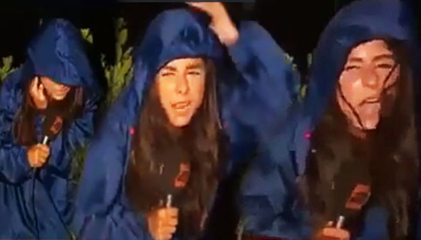 Muhabirin dolu ve yağmur ile imtihanı