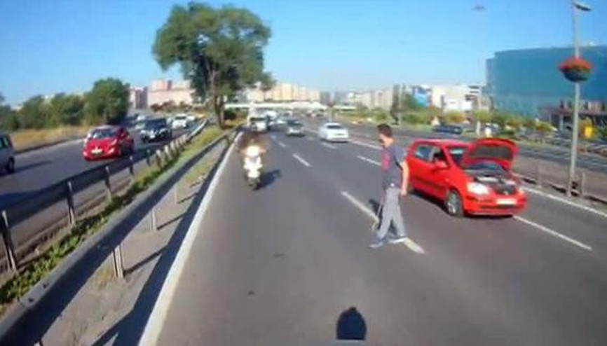 E-5i karıştıran olay Bir anda yolun ortasında durdu