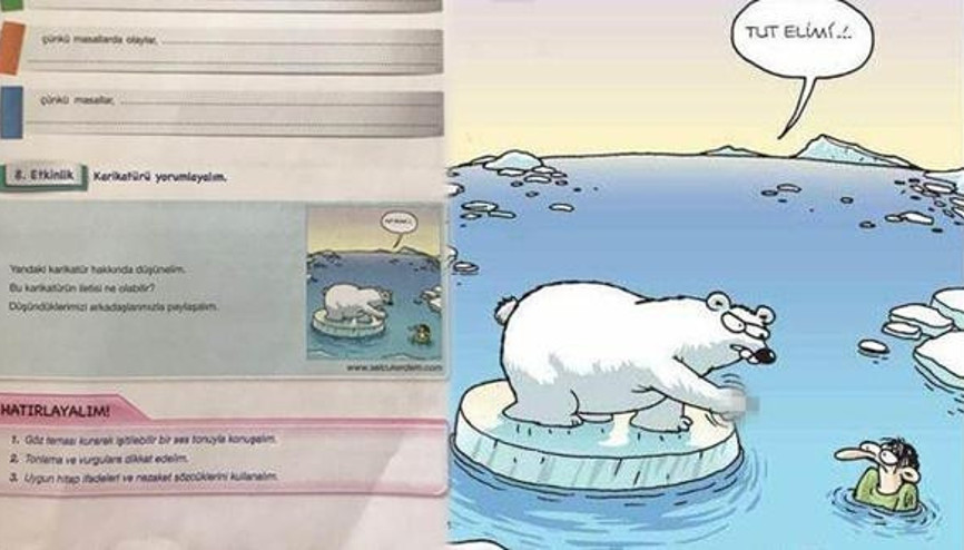 O karikatürün olduğu sayfa yırtılıyor